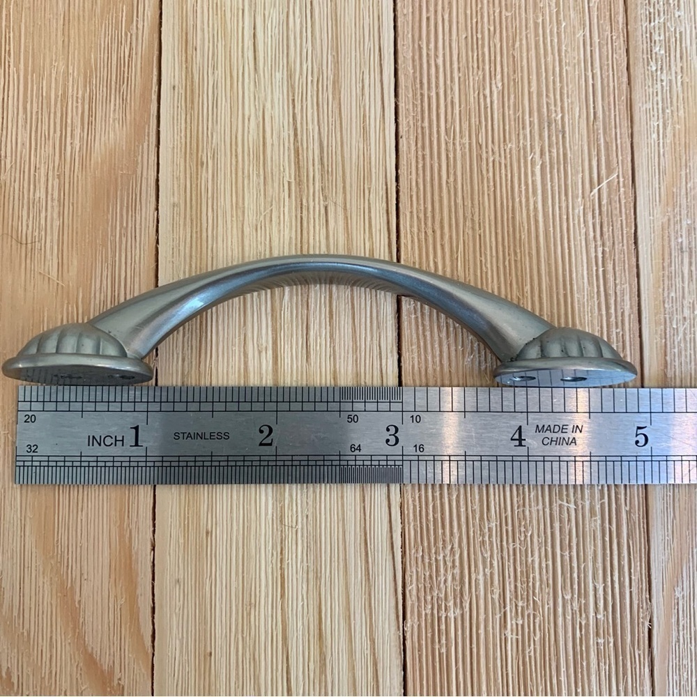 6 Drawer Pulls Dual Mount Shell Pull Satin Nickel Flower Curve Arch Bow Cabinets - Picture 11 of 14